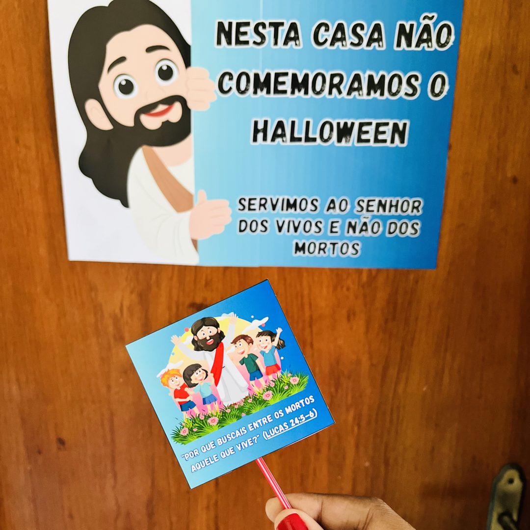 Não ao Halloween-Cartaz de porta + Porta Pirulito
