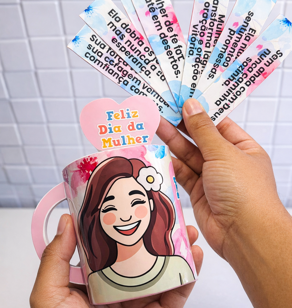 Xícara "Doses de fé" + 14 mensagens