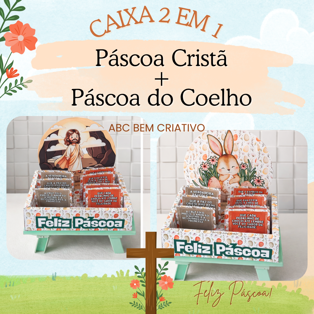 Caixa de mensagens 2 em 1: Páscoa Cristã e Páscoa do Coelho